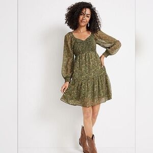 Maurices Olive Floral Long Sleeve Dress